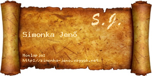 Simonka Jenő névjegykártya